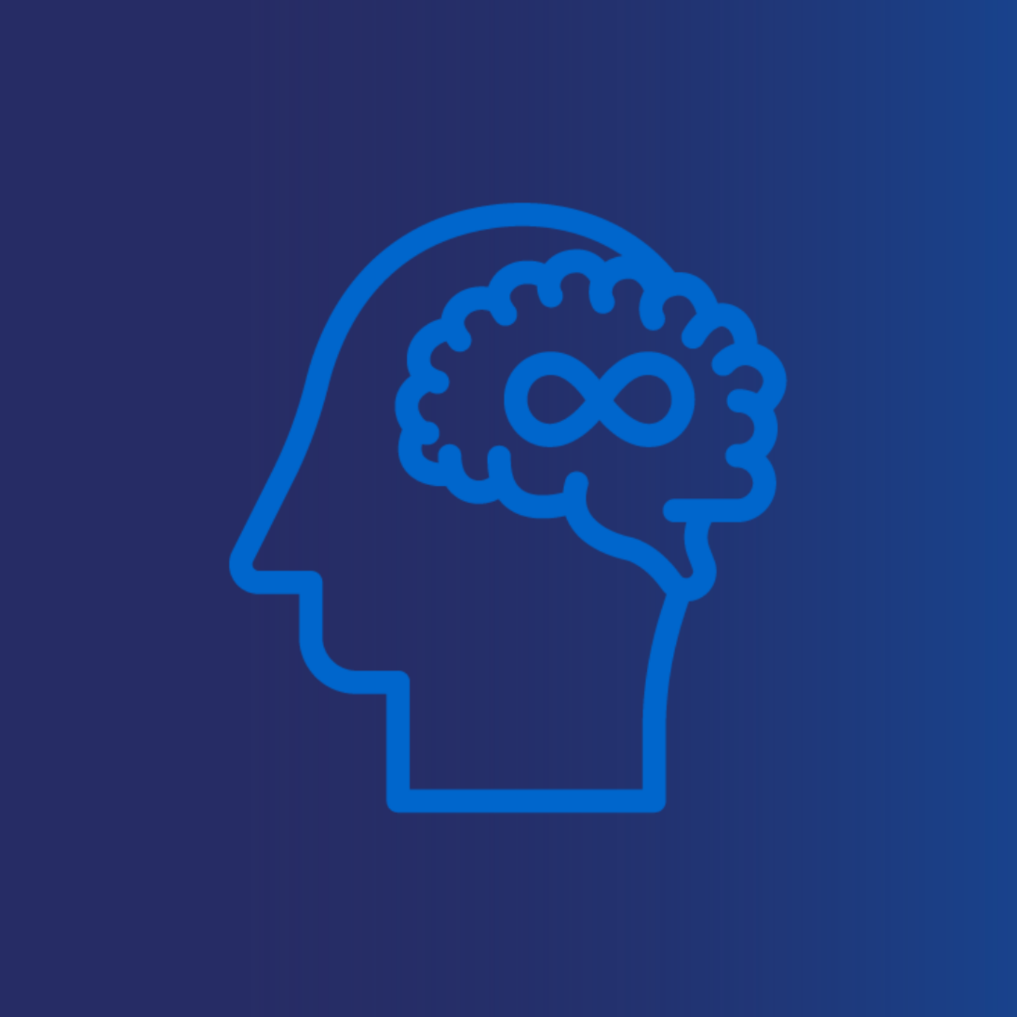 Icon of the profile of an individual with the infinity symbol in their brain representing neurodiversity